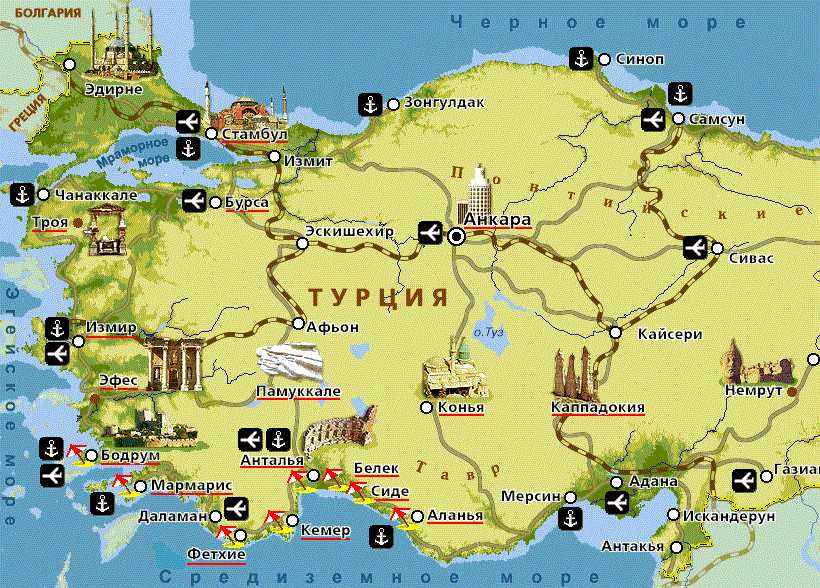 Памуккале на карте турции